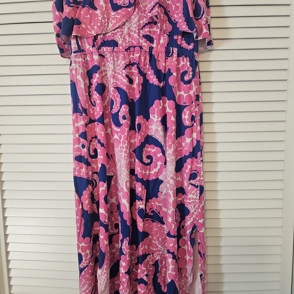 Lilly Pulitzer Strapless Dress in Pink and Blue